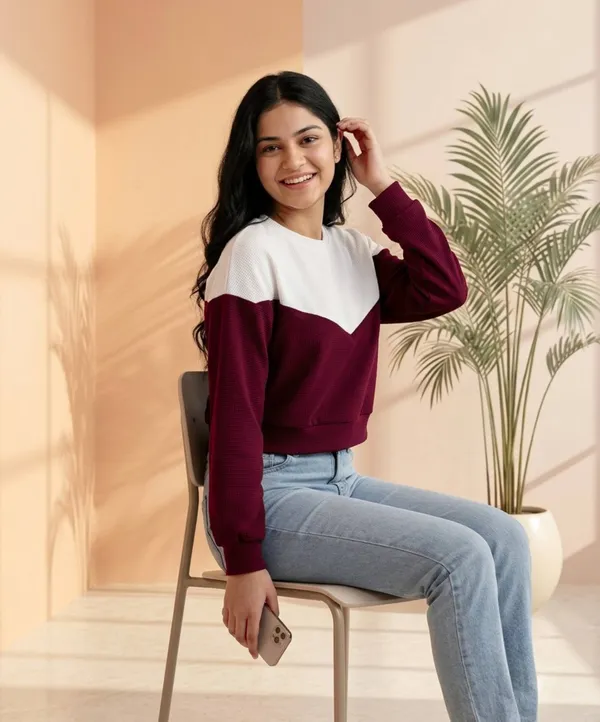 Maroon_White_Cotton_Colorblock_Cropped_Sweatshirt_For_Women