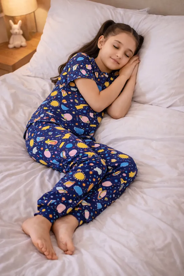 Navy_Cotton_Printed_Pajama_Set_For_Girls