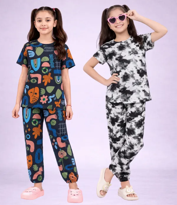 Multicolor_Cotton_Printed_Pajama_Set_For_Girls