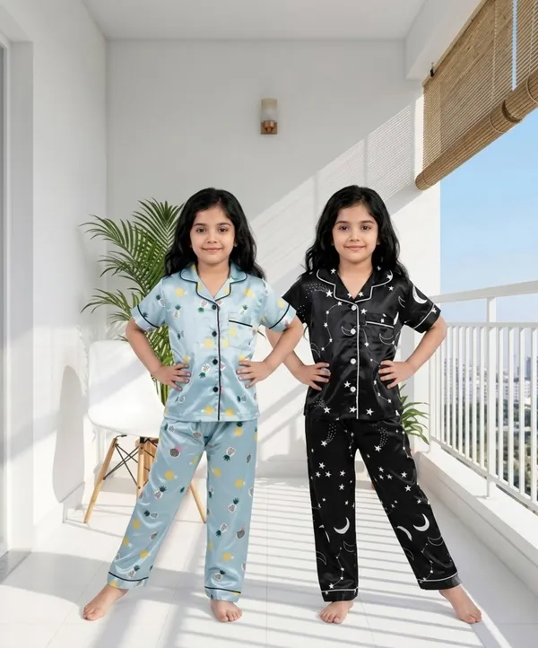 Blue_&_Black_Cotton_Printed_Regular_Fit_Pajama_Set_For_Girls