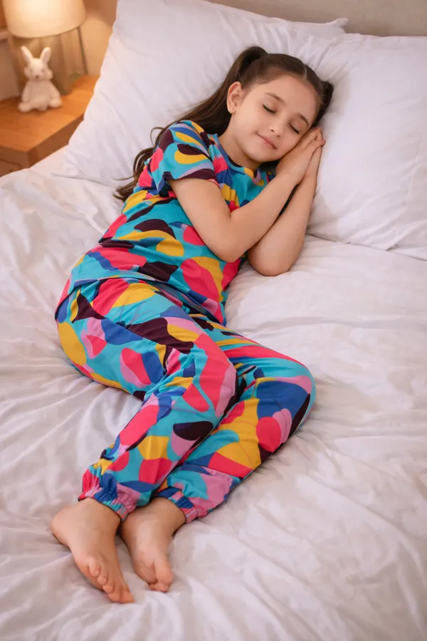 Multicolor_Cotton_Printed_Pajama_Set_For_Girls