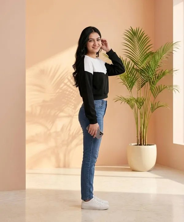 Black_White_Textured_Cropped_Sweatshirt_for_Women