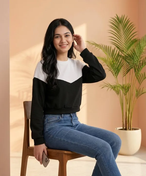 Black_White_Textured_Cropped_Sweatshirt_for_Women