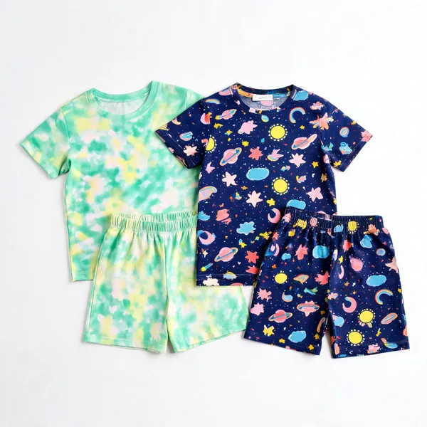 Multicolor_Cotton_Relaxed_Fit_T-Shirt_&_Shorts_Set_For_Girls