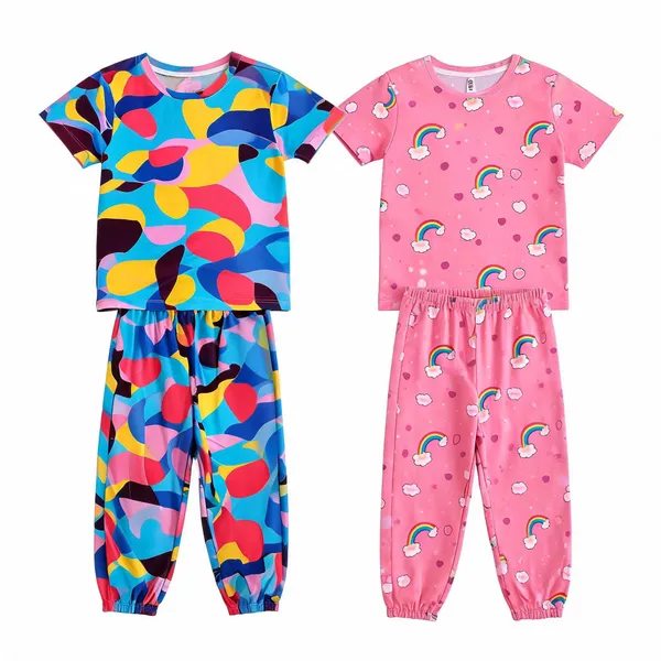 Cotton_Printed_Short_Sleeve_Pajama_Set_For_Girls