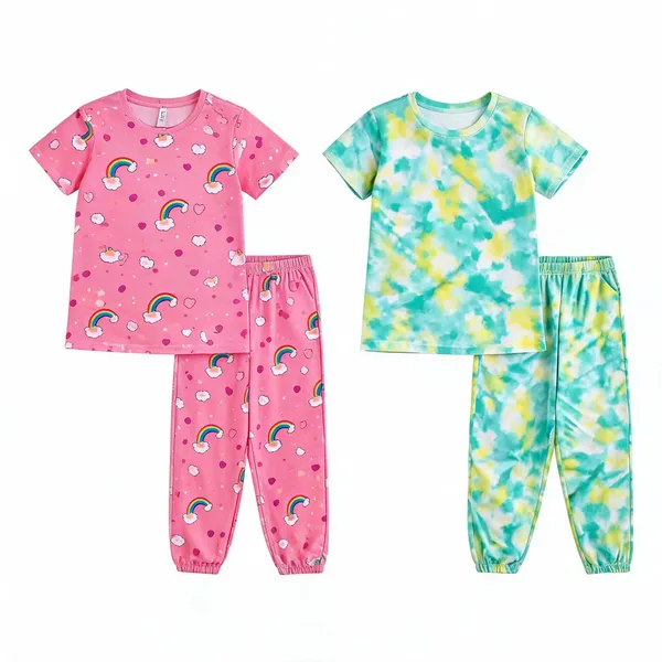Cotton_Printed_Short_Sleeve_Pajama_Set_For_Girls