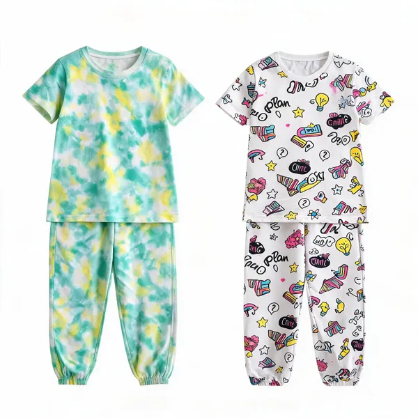 Multicolor_Cotton_Printed_Pajama_Set_For_Girls
