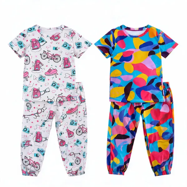 Multicolor_Cotton_Printed_Pajama_Set_For_Girls