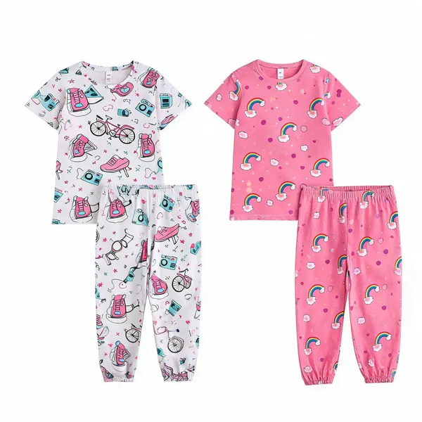 Multicolor_Cotton_Regular_Fit_Printed_Pajama_Set_For_Girls