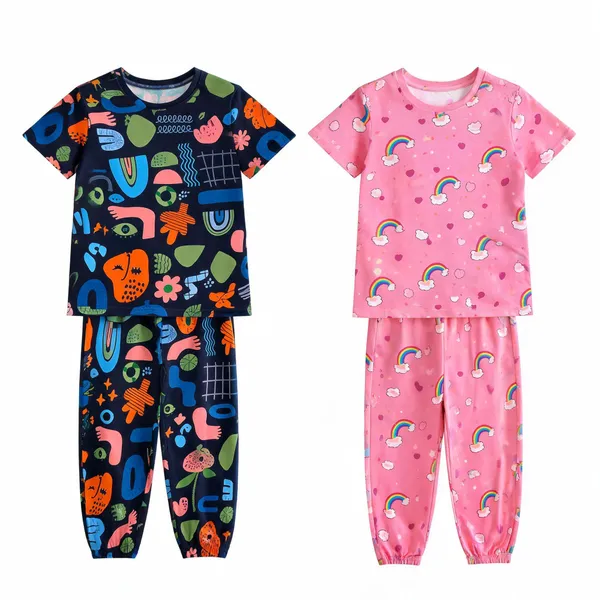 Multicolor_Cotton_Printed_Pajama_Set_For_Girls
