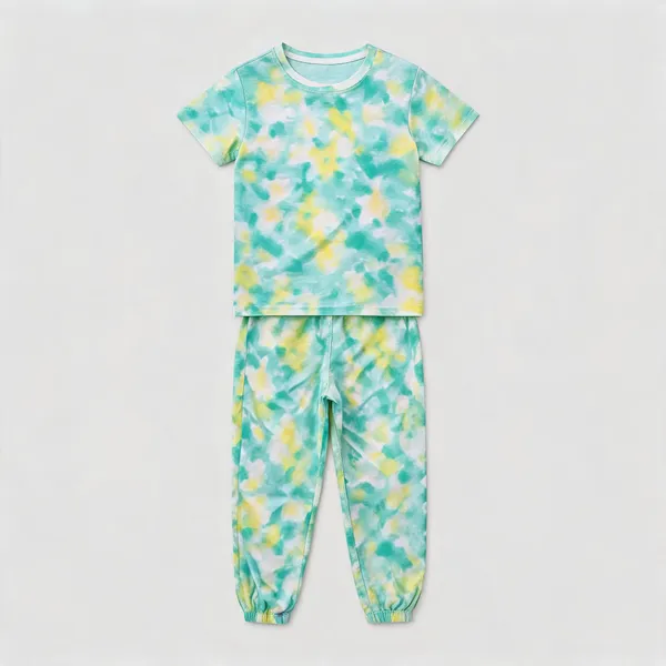 Multicolor_Cotton_Tie-Dye_T-Shirt_&_Jogger_Pajama_Set_For_Girls