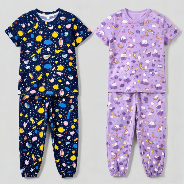 Multicolor_Cotton_Printed_Pajama_Set_For_Girls