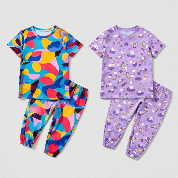 Multicolor_Cotton_Printed_Pajama_Set_For_Girls