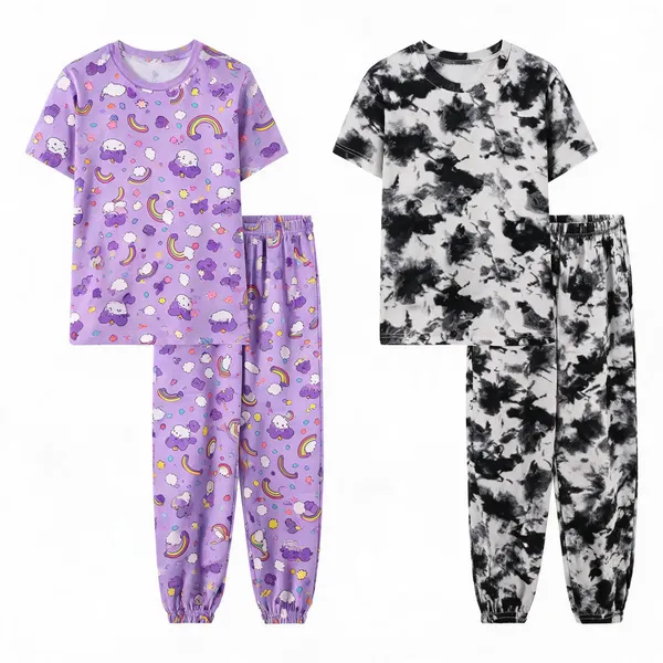 Cotton_Printed_Short_Sleeve_Pajama_Set_For_Girls