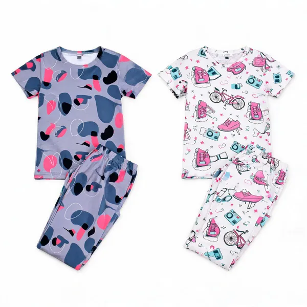 Cotton_Short_Sleeve_Printed_Pajama_Set_For_Girls
