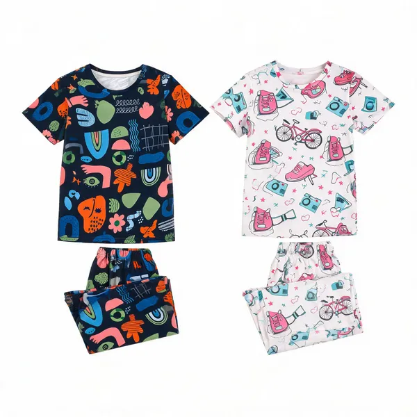 Multicolor_Cotton_Printed_Pajama_Set_For_Girls