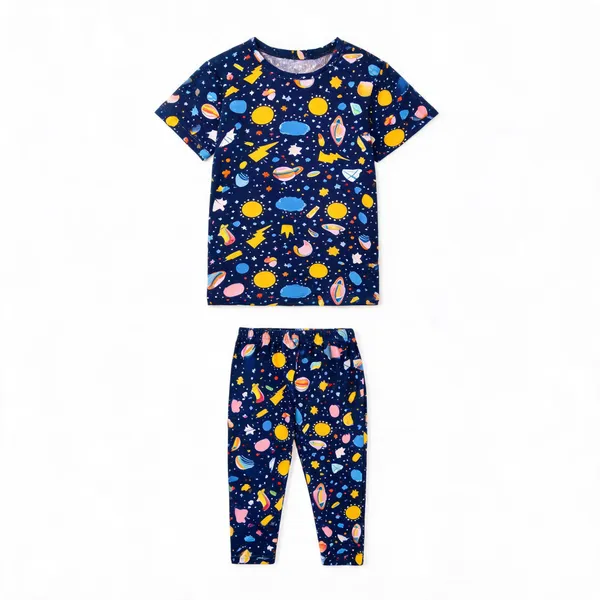 Navy_Cotton_Printed_Pajama_Set_For_Girls
