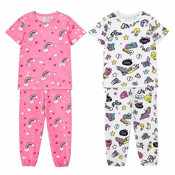 Pink_White_Cotton_Printed_Regular_Fit_Pajama_Set_For_Girls