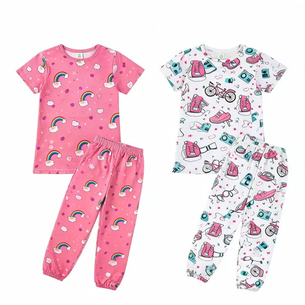 Multicolor_Cotton_Printed_Pajama_Set_For_Girls