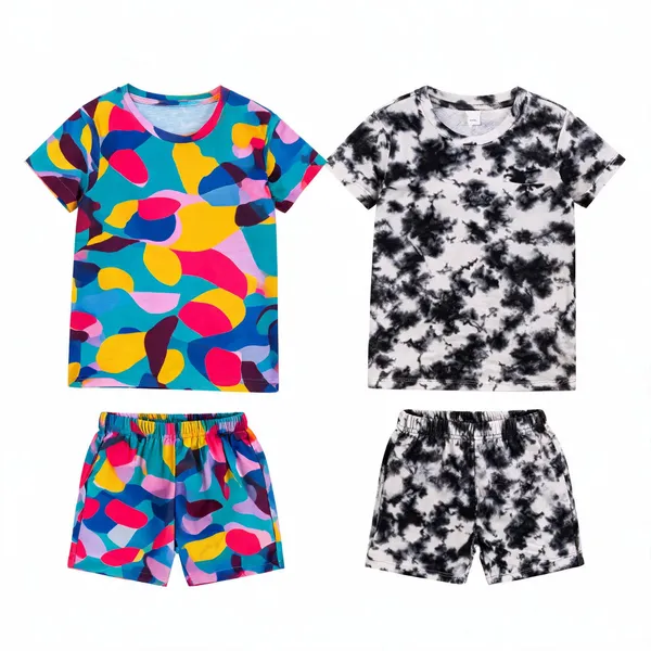Multicolor_Cotton_Regular_Fit_T-Shirt_&_Shorts_Set_For_Girls