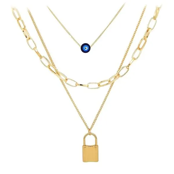 Multi_Layer_Necklace_With_Lock_Pendant