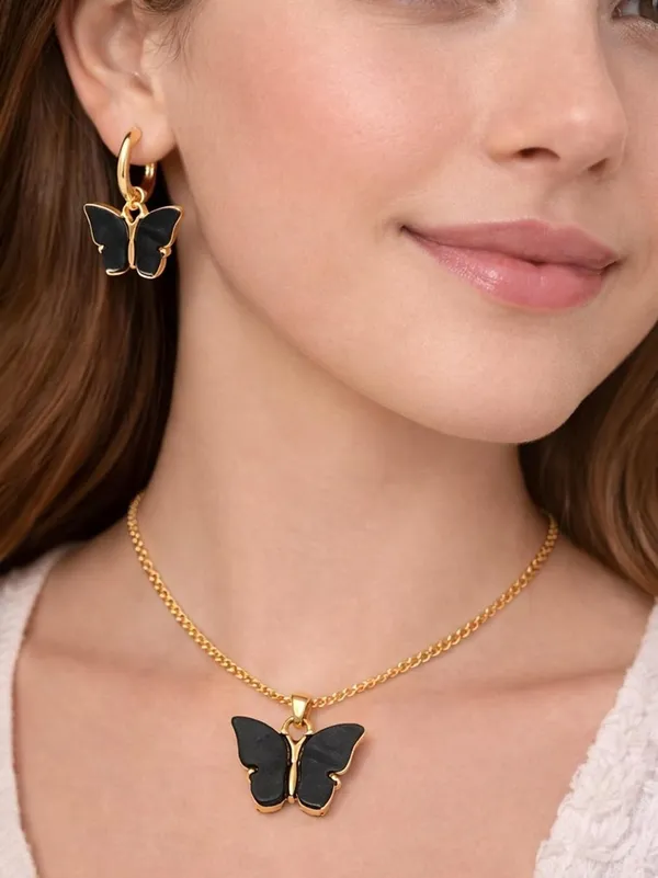 Butterfly_Pendant_Necklace_And_Hoop_Earrings_Set