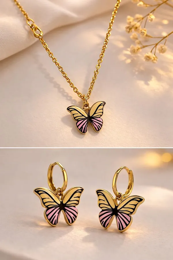 Stainless_Steel_Pendant_Necklace_And_Earrings_Set