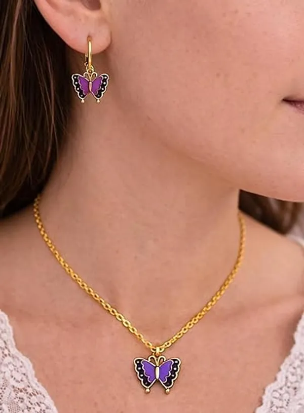Stainless_Steel_Pendant_Necklace_And_Earrings_Set_For_Women