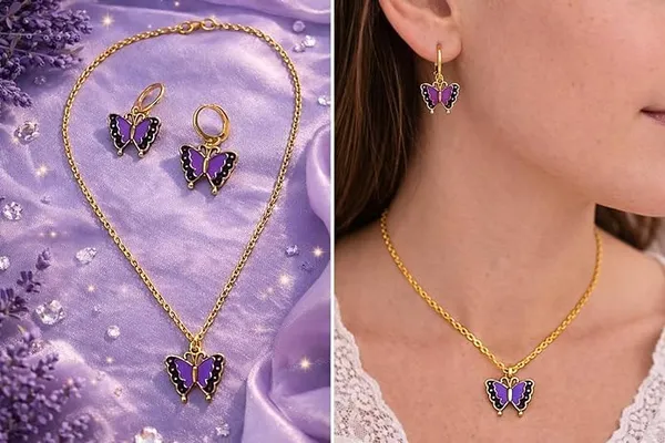 Stainless_Steel_Pendant_Necklace_And_Earrings_Set_For_Women