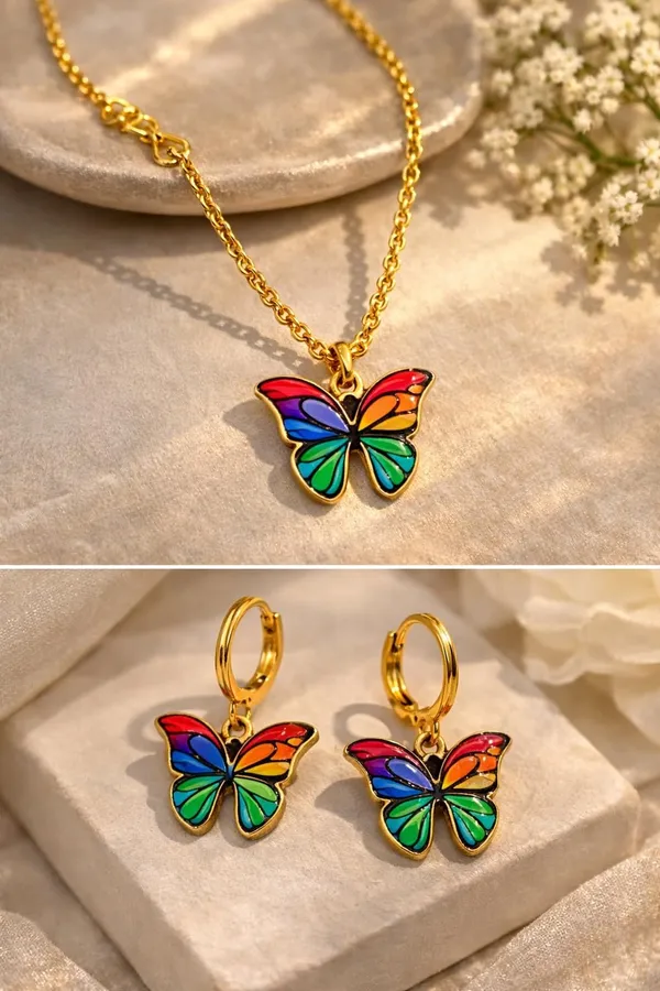 Stainless_Steel_Pendant_Necklace_And_Earrings_Set