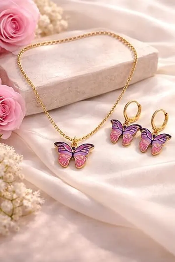 Stainless_Steel_Pendant_Necklace_And_Earrings_Set_For_Women