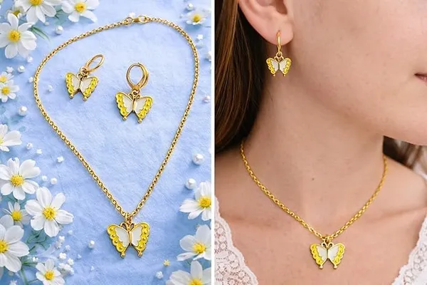 Stainless_Steel_Pendant_Necklace_And_Earrings_Set_For_Women