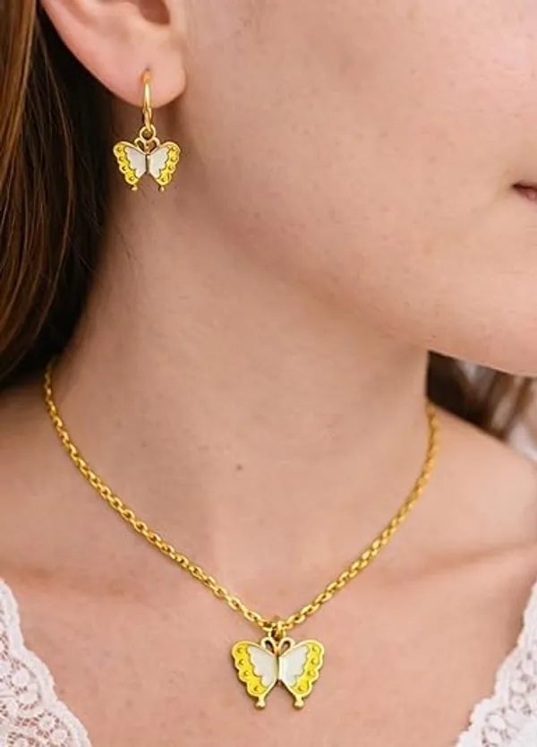 Stainless_Steel_Pendant_Necklace_And_Earrings_Set_For_Women