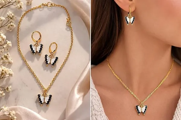 Stainless_Steel_Pendant_Necklace_And_Earrings_Set