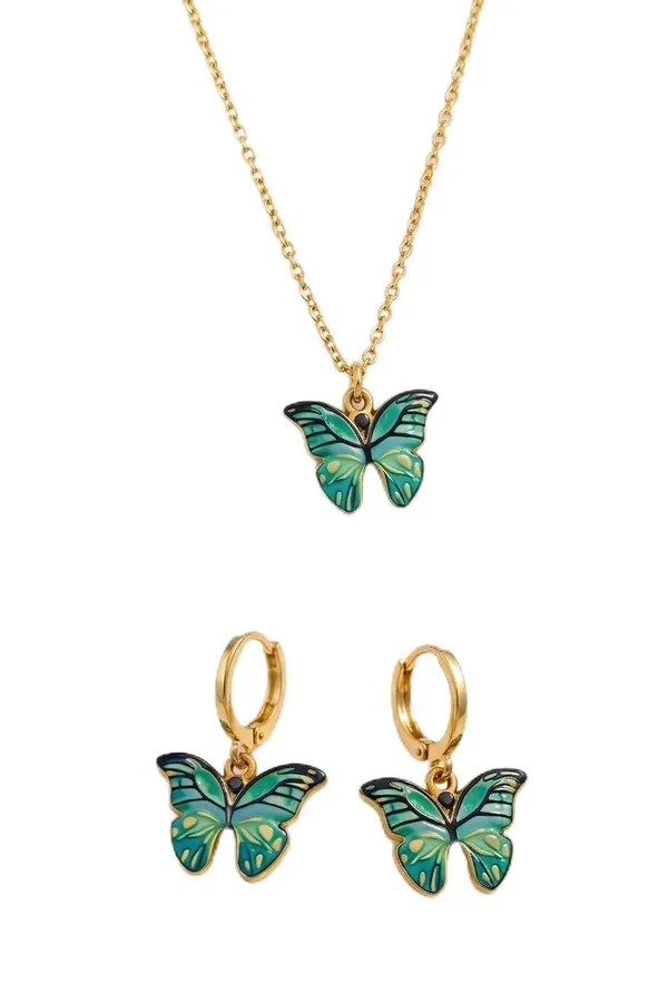 Stainless_Steel_Pendant_Necklace_And_Earrings_Set