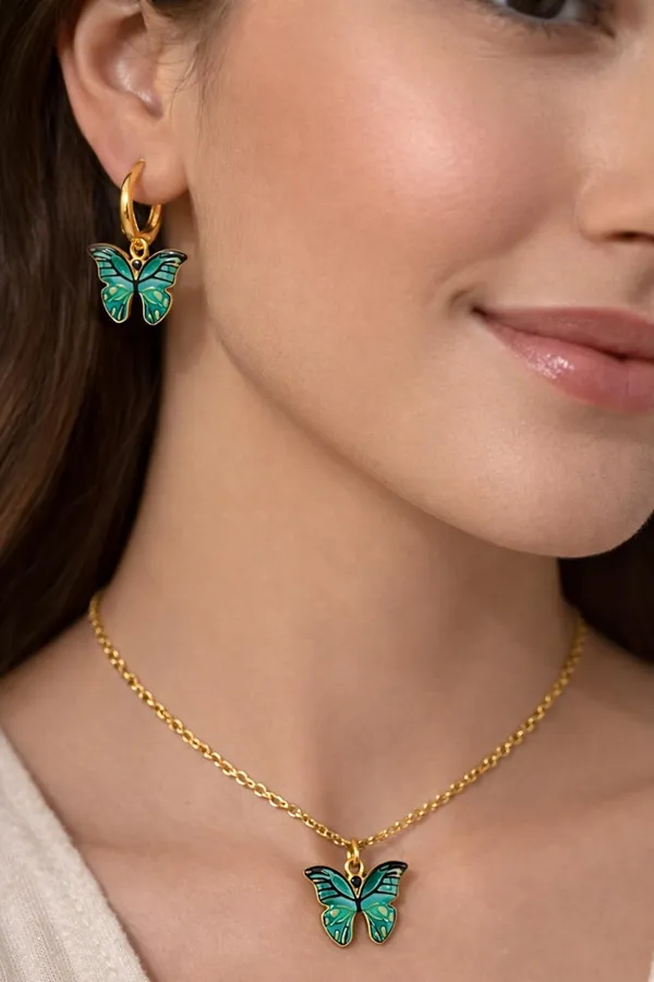 Stainless_Steel_Pendant_Necklace_And_Earrings_Set