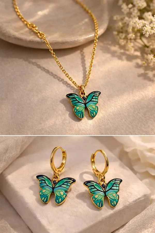 Stainless_Steel_Pendant_Necklace_And_Earrings_Set