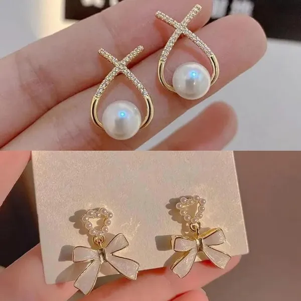 Pearl_Drop_And_Bow_Stud_Earrings_Set