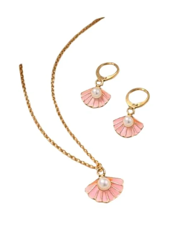 Shell_Pearl_Pendant_Necklace_And_Earrings_Set_For_Women