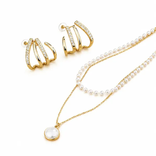 Pearl_Bow_Necklace_And_Earrings_Set