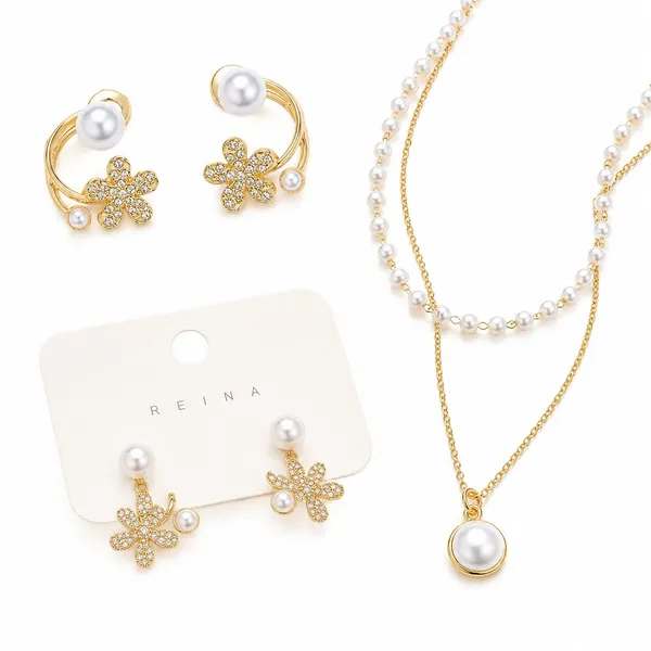 Pearl_Bow_Necklace_And_Earrings_Set