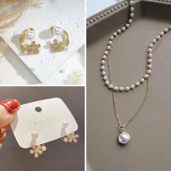 Pearl_Bow_Necklace_And_Earrings_Set