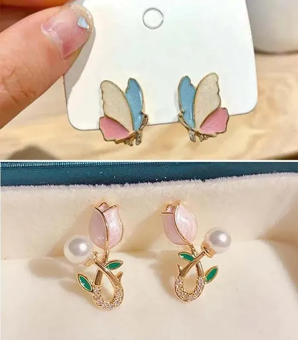 Butterfly_And_Rose_Stud_Earring_Set