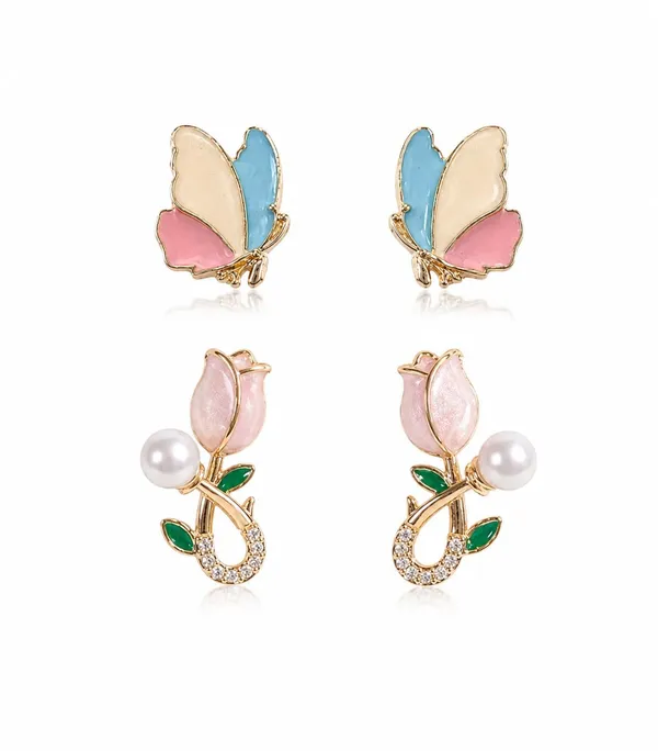 Butterfly_And_Rose_Stud_Earring_Set