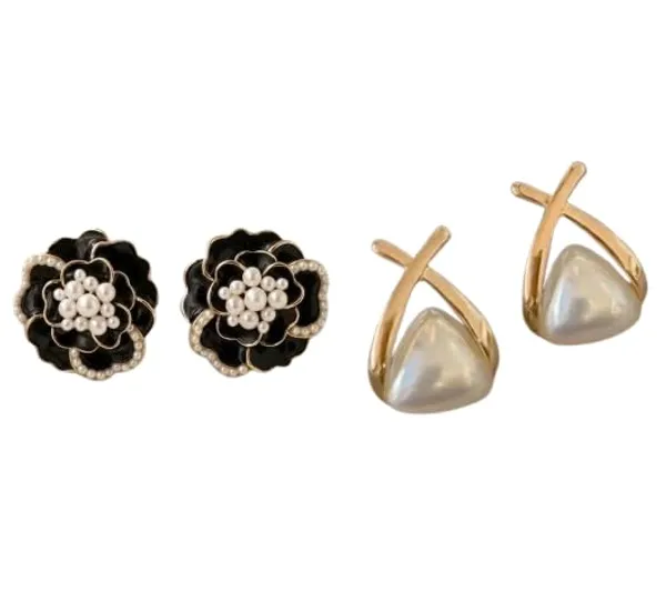 Pearl_Stud_And_Geometric_Drop_Earrings_Combo_Set