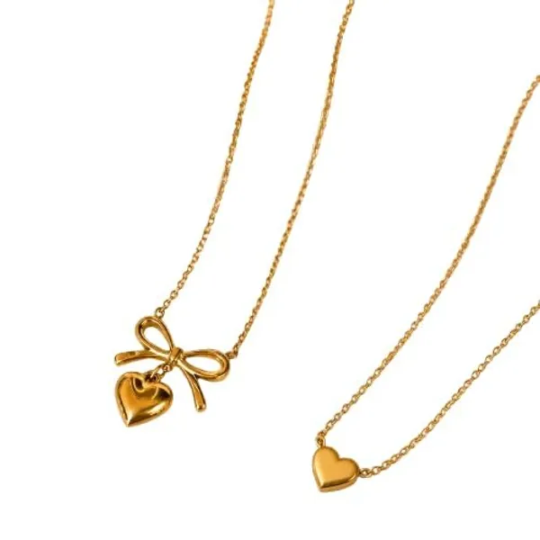 Heart_And_Bow_Pendant_Necklace_Set_For_Women