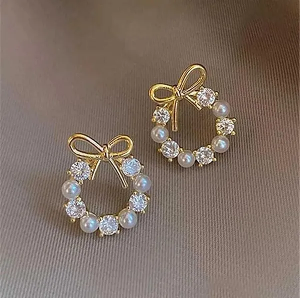 Pearl_And_Bow_Crystal_Stud_Earrings_Combo_Set