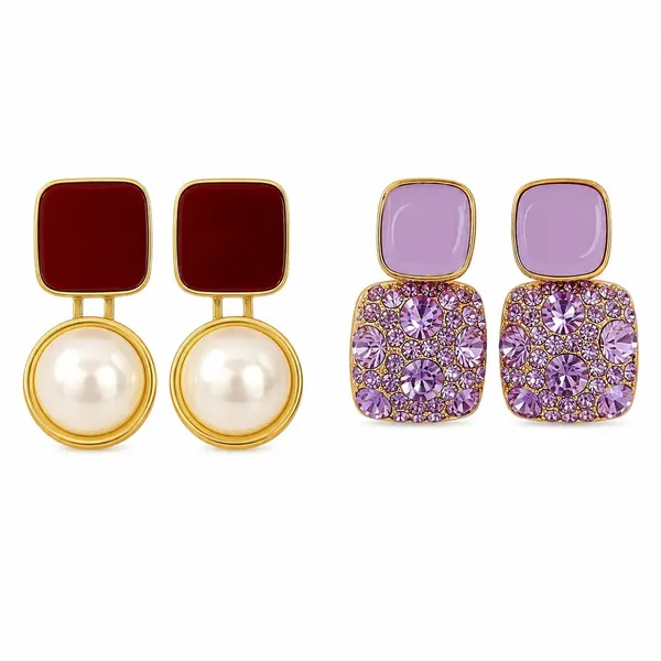 Square_Stud_And_Pearl_Drop_Earrings
