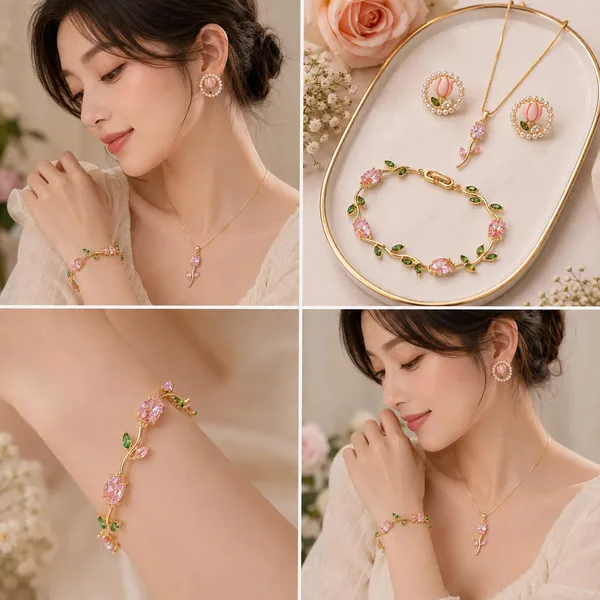 Floral_Necklace_Earrings_Bracelet_Jewellery_Set