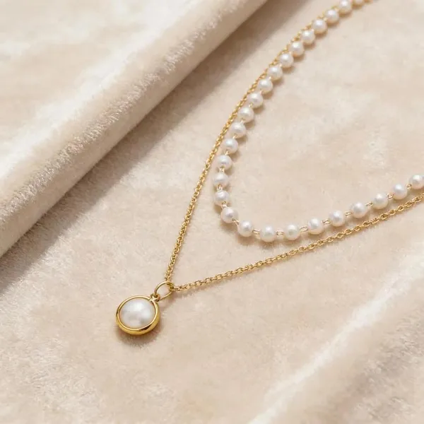 Pearl_Beaded_Layered_Necklace_And_Earrings_Set